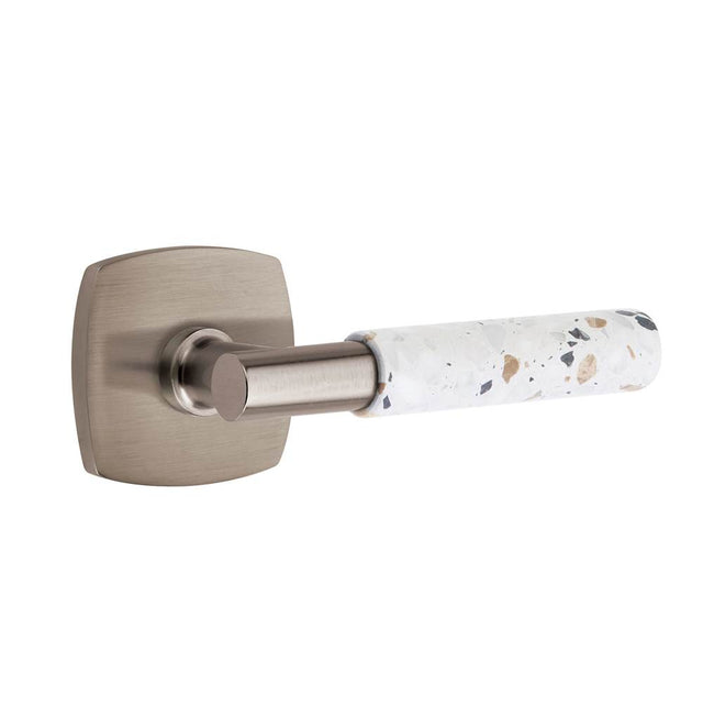 Emtek - Select Privacy, Urban Modern Rosette US15A, T-Bar Stem US15A, Light Terrazzo Handle, RH - Pewter