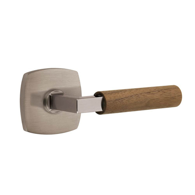 Emtek - Select Privacy, Urban Modern Rosette US15A, L-Square Stem US15A, Dark Walnut Handle, RH - Pewter