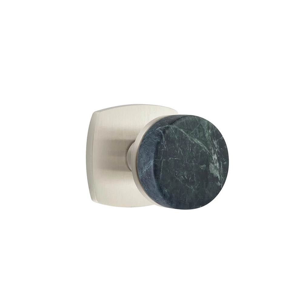 Emtek - Select Passage, Urban Modern Rosette US15, Conical Stem US15, Green Marble Knob - Satin Nickel