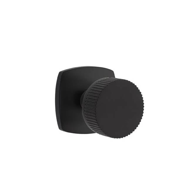 Emtek - Passage, Urban Modern Rosette US19, Conical Stem US19, Straight Knurled Knob US19 - Flat Black