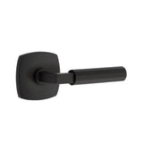 Emtek - Privacy, Urban Modern Rosette US19, L-Square Stem US19, Faceted Handle US19 LH - Flat Black
