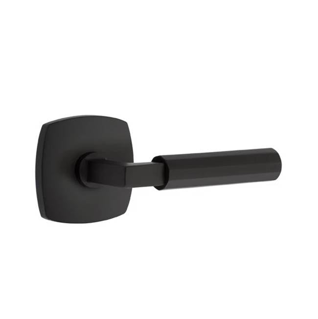 Emtek - Privacy, Urban Modern Rosette US19, L-Square Stem US19, Faceted Handle US19 RH - Flat Black