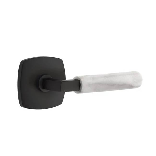 Emtek - Concealed Fastener, Passage, Urban Modern Rosette US19, L-Square Stem US19, White Marble Handle - Flat Black