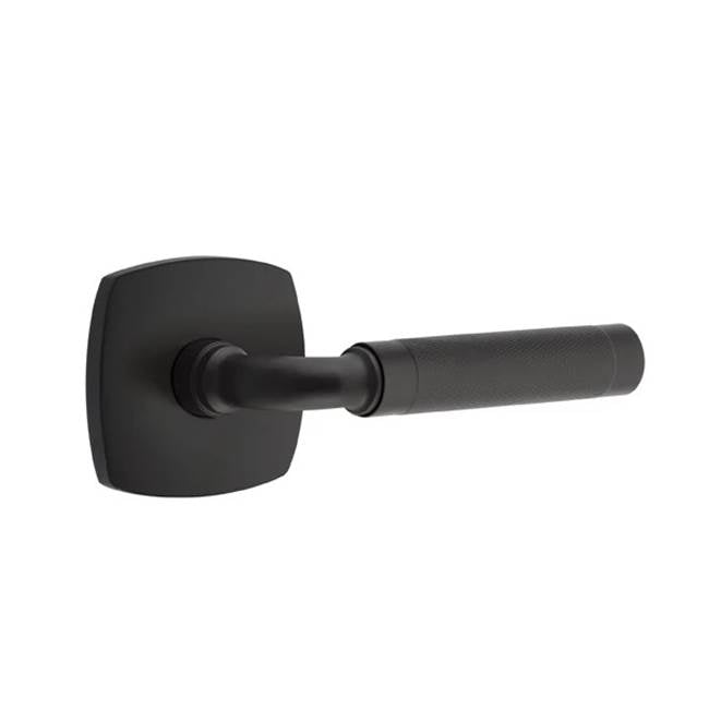 Emtek - Privacy, Urban Modern Rosette US19, R-Bar Stem US19, Knurled Handle US19 RH - Flat Black