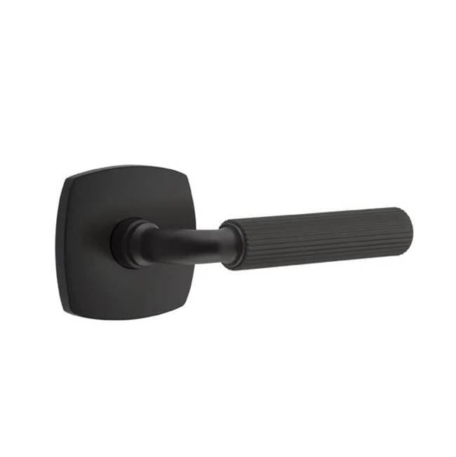 Emtek - Concealed Fastener Passage, Urban Modern Rosette US19, R-Bar Stem US19, Straight Knurled Handle US19 - Flat Black