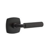 Emtek - Passage, Urban Modern Rosette US19, R-Bar Stem US19, Straight Knurled Handle US19 RH - Flat Black