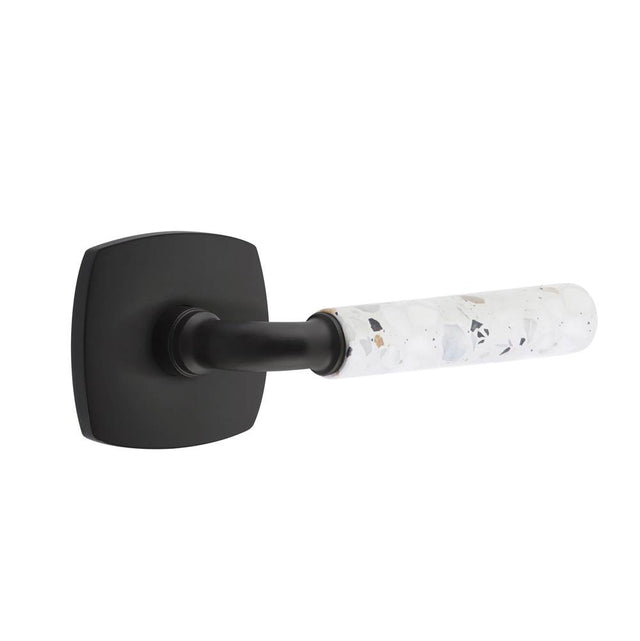 Emtek - Select Privacy, Urban Modern Rosette US19, R-Bar Stem US19, Light Terrazzo Handle, LH - Flat Black