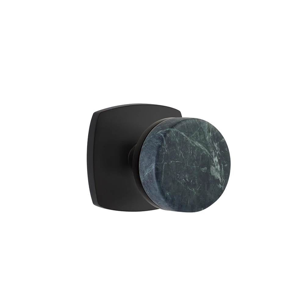 Emtek - Concealed Fastener, Select Passage, Urban Modern Rosette US19, Conical Stem US19, Green Marble Knob - Flat Black