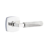 Emtek - Privacy, Urban Modern Rosette US26, L-Square Stem US26, White Marble Handle, LH - Polished Chrome