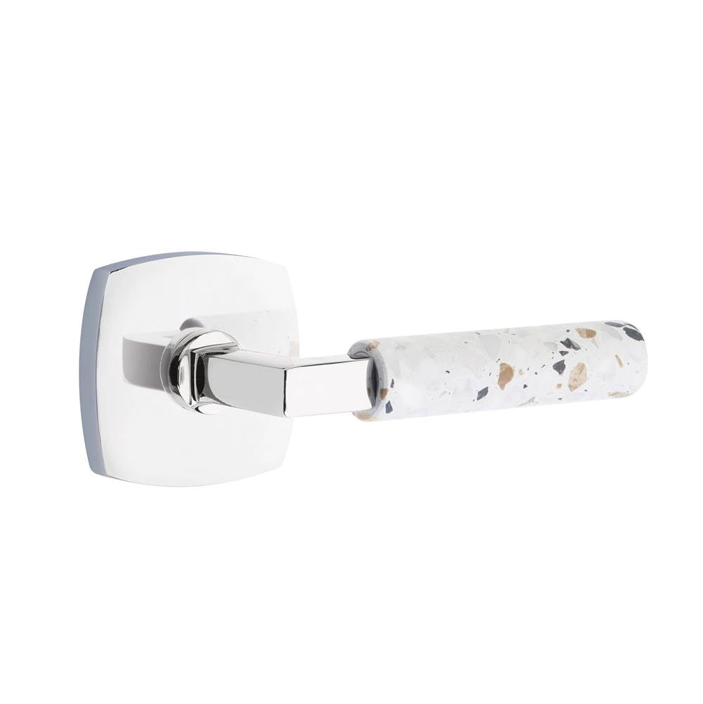 Emtek - Select Passage, Urban Modern Rosette US26, L-Square Stem US26, Light Terrazzo Handle, LH - Polished Chrome