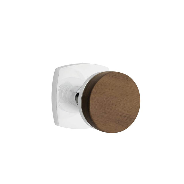 Emtek - Select Passage, Urban Modern Rosette US26, Conical Stem US26, Dark Walnut Knob - Polished Chrome