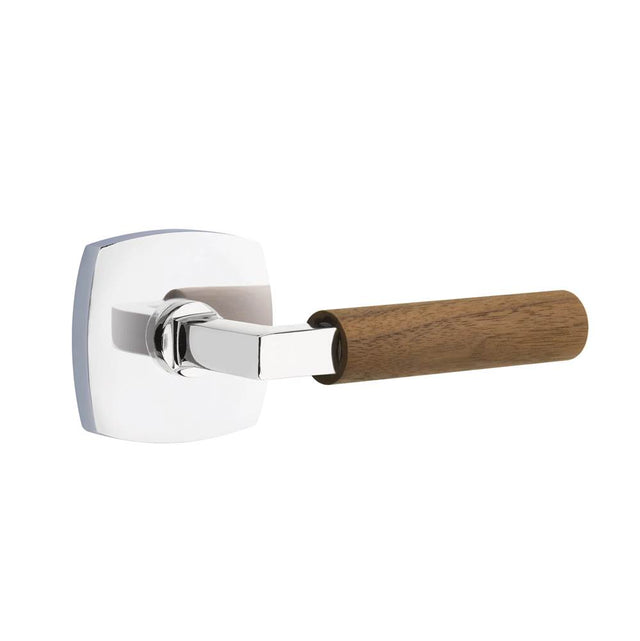 Emtek - Select Passage, Urban Modern Rosette US26, L-Square Stem US26, Dark Walnut Handle, RH - Polished Chrome