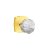 Emtek - Concealed Fastener Passage, Urban Modern Rosette US3NL, Conical Stem US3NL, White Marble Knob - Unlacquered Brass
