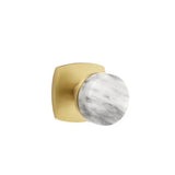 Emtek - Privacy, Urban Modern Rosette US4, Conical Stem US4, White Marble Knob - Satin Brass
