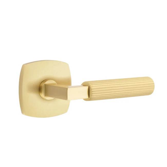 Emtek - Passage, Urban Modern Rosette US4, L-Square Stem US4, Straight Knurled Handle US4 LH - Satin Brass