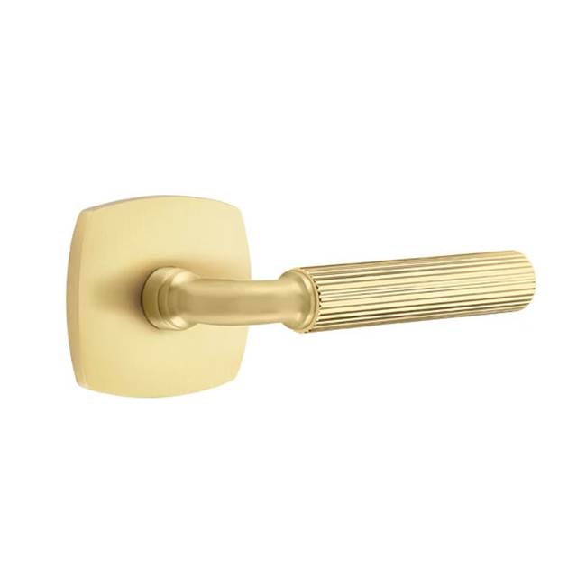 Emtek - Concealed Fastener Passage, Urban Modern Rosette US4, R-Bar Stem US4, Straight Knurled Handle US4 - Satin Brass