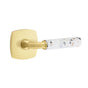 Emtek - Select Passage, Urban Modern Rosette US4, R-Bar Stem US4, Light Terrazzo Handle, LH - Satin Brass