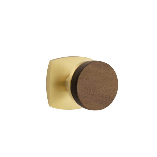 Emtek - Concealed Fastener, Select Passage, Urban Modern Rosette US4, Conical Stem US4, Dark Walnut Knob - Satin Brass