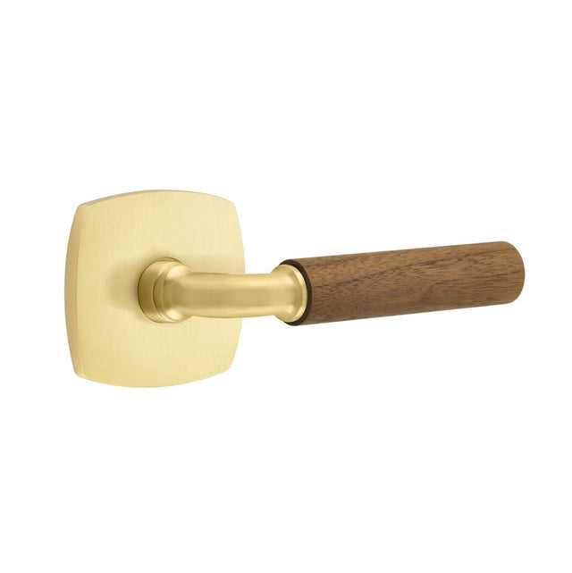 Emtek - Concealed Fastener, Select Privacy, Urban Modern Rosette US4, R-Bar Stem US4, Dark Walnut Handle - Satin Brass