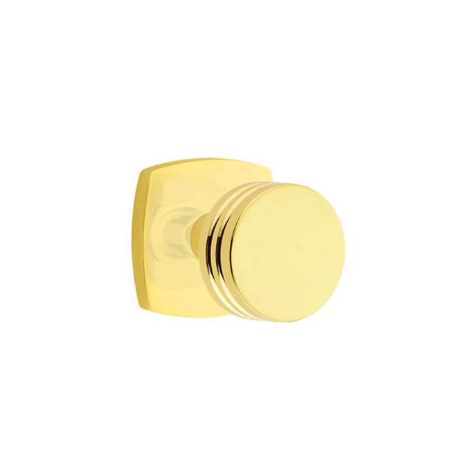 Emtek - Concealed Fastener Privacy, Urban Modern Rosette, Bern Knob, US3NL - Unlacquered Brass