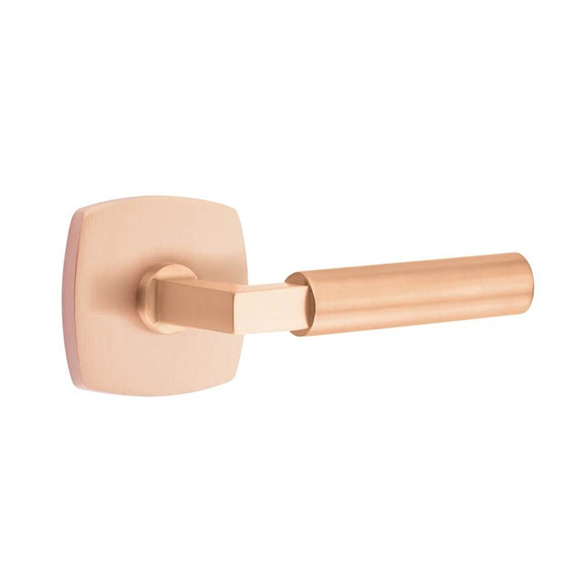Emtek - Select Passage, Urban Modern Rosette SRG, L-Square Stem SRG, Smooth Handle SRG LH - Satin Rose Gold