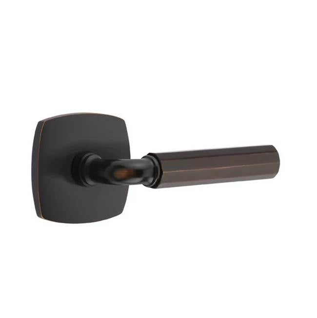 Emtek - Privacy, Urban Modern Rosette US10B, R-Bar Stem US10B, Faceted Handle US10B RH - Oil Rubbed Bronze