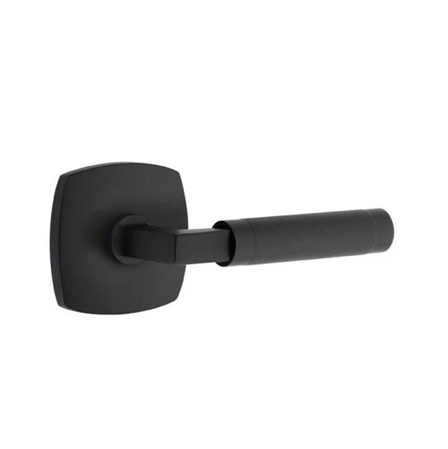 Emtek - Passage, Urban Modern Rosette US19, L-Square Stem US19, Knurled Handle US19 LH - Flat Black