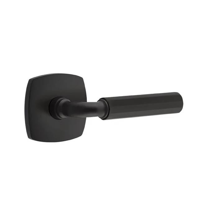 Emtek - Concealed Fastener Passage, Urban Modern Rosette US19, R-Bar Stem US19, Faceted Handle US19 - Flat Black