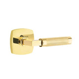 Emtek - Passage, Urban Modern Rosette US3NL, L-Square Stem US3NL, Knurled Handle US3NL LH - Unlacquered Brass