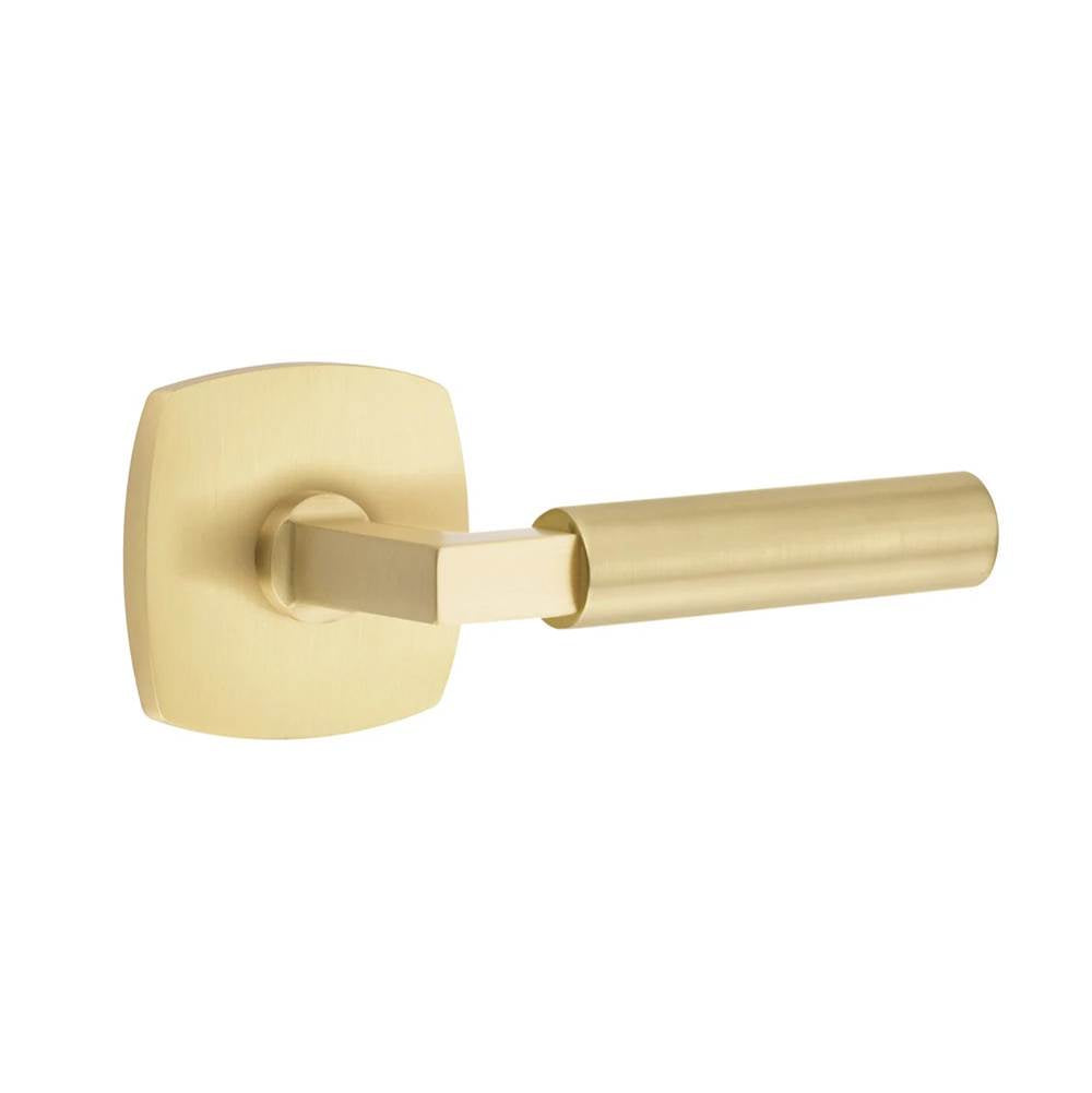 Emtek - Select Passage, Urban Modern Rosette US4, L-Square Stem US4, Smooth Handle US4 LH - Satin Brass