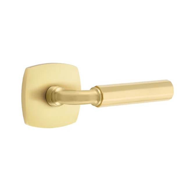 Emtek - Concealed Fastener Passage, Urban Modern Rosette US4, R-Bar Stem US4, Faceted Handle US4 - Satin Brass