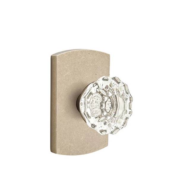 Emtek - Privacy, No.4 Rosette, Astoria Clear Knob, TWB - Tumbled White Bronze