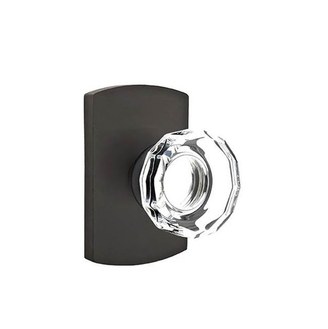 Emtek - Passage, No.4 Rosette, Lowell Crystal Knob, FB - Flat Black Bronze Patina
