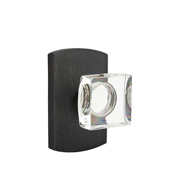 Emtek - Passage, No.4 Rosette, Modern Square Crystal Knob, MB - Medium Bronze Patina