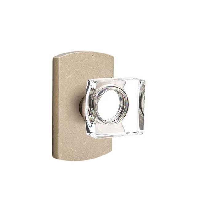 Emtek - Passage, No.4 Rosette, Modern Square Crystal Knob, TWB - Tumbled White Bronze