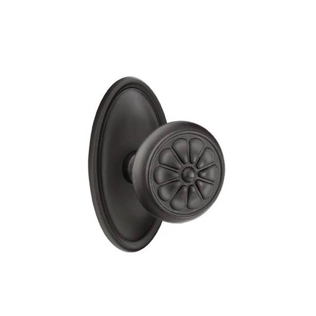 Emtek - Privacy, No.14 Rosette, Petal Knob, FB - Flat Black Bronze Patina