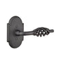 Emtek - Privacy, Wrought Steel No.1 Rosette, Lafayette Lever, LH, FBS - Flat Black Steel