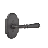 Emtek - Passage, Wrought Steel No.1 Rosette, Normandy Lever, LH, FBS - Flat Black Steel
