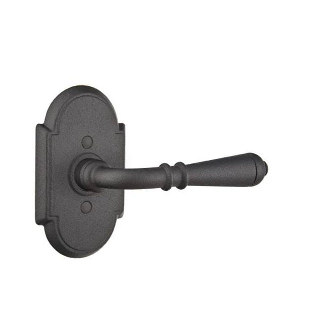 Emtek - Passage, Wrought Steel No.1 Rosette, Normandy Lever, LH, FBS - Flat Black Steel