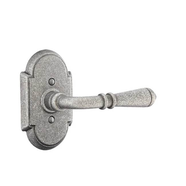 Emtek - Privacy, Wrought Steel No.1 Rosette, Normandy Lever, LH, SWS - Satin Steel