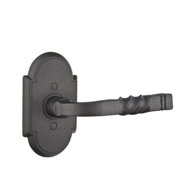 Emtek - Passage, Wrought Steel No.1 Rosette, San Carlos Lever, RH, FBS - Flat Black Steel
