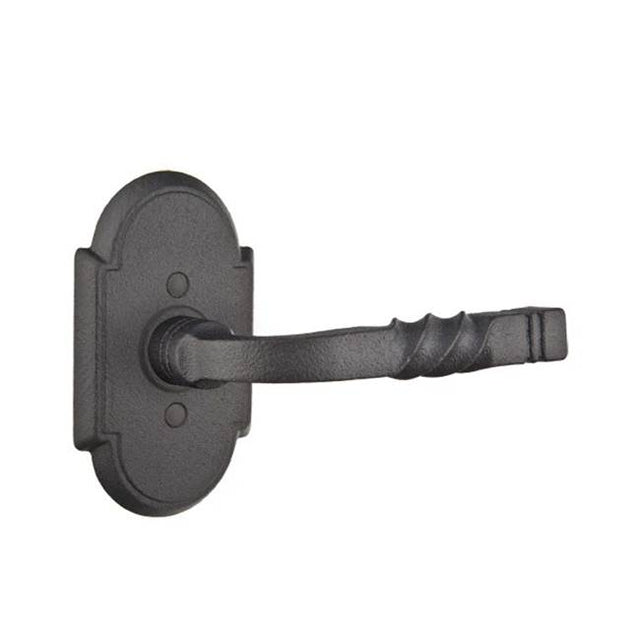 Emtek - Passage, Wrought Steel No.1 Rosette, San Carlos Lever, RH, FBS - Flat Black Steel