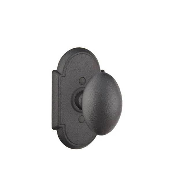 Emtek - Passage, Wrought Steel No.1 Rosette, Savannah Knob, FBS - Flat Black Steel