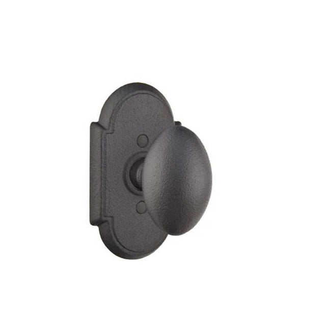 Emtek - Passage, Wrought Steel No.1 Rosette, Savannah Knob, FBS - Flat Black Steel