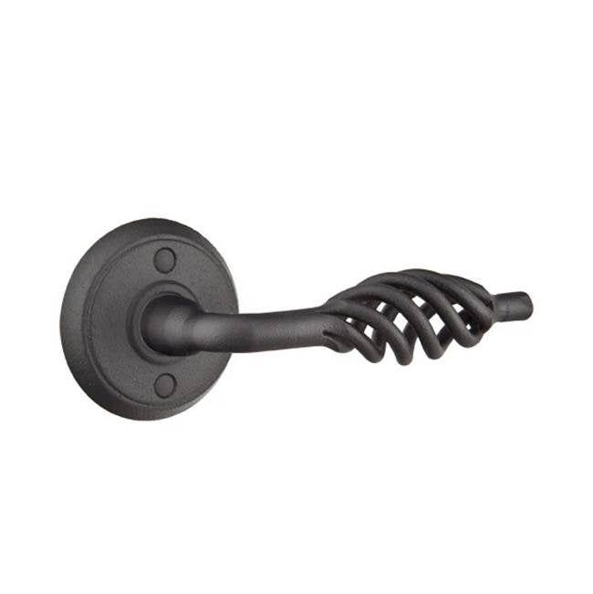 Emtek - Privacy, Wrought Steel No.2 Rosette, Lafayette Lever, LH, FBS - Flat Black Steel