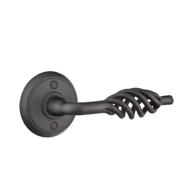 Emtek - Privacy, Wrought Steel No.2 Rosette, Lafayette Lever, LH, FBS - Flat Black Steel