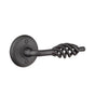 Emtek - Privacy, Wrought Steel No.2 Rosette, Lafayette Lever, LH, FBS - Flat Black Steel
