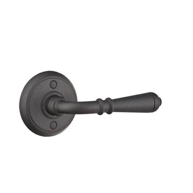 Emtek - Privacy, Wrought Steel No.2 Rosette, Normandy Lever, LH, FBS - Flat Black Steel