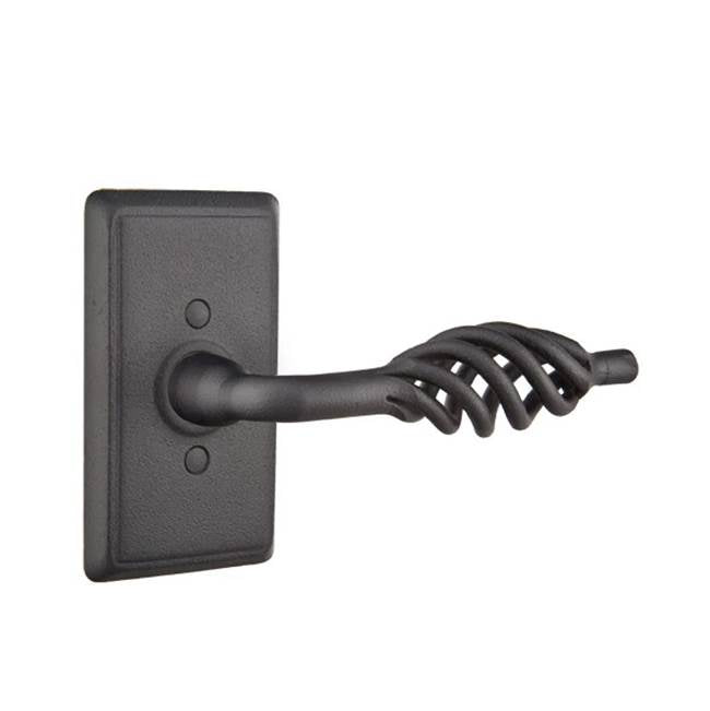 Emtek - Passage, Wrought Steel No.3 Rosette, Lafayette Lever, RH, FBS - Flat Black Steel