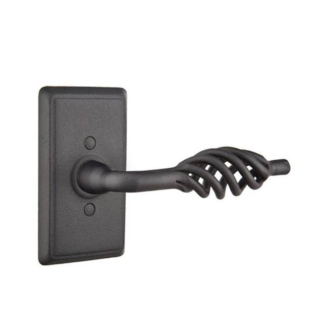 Emtek - Passage, Wrought Steel No.3 Rosette, Lafayette Lever, RH, FBS - Flat Black Steel
